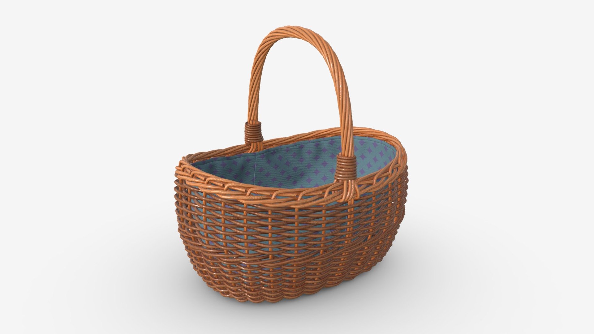 Oval wicker basket with handle - Buy Royalty Free 3D model by HQ3DMOD (@AivisAstics) 3d model