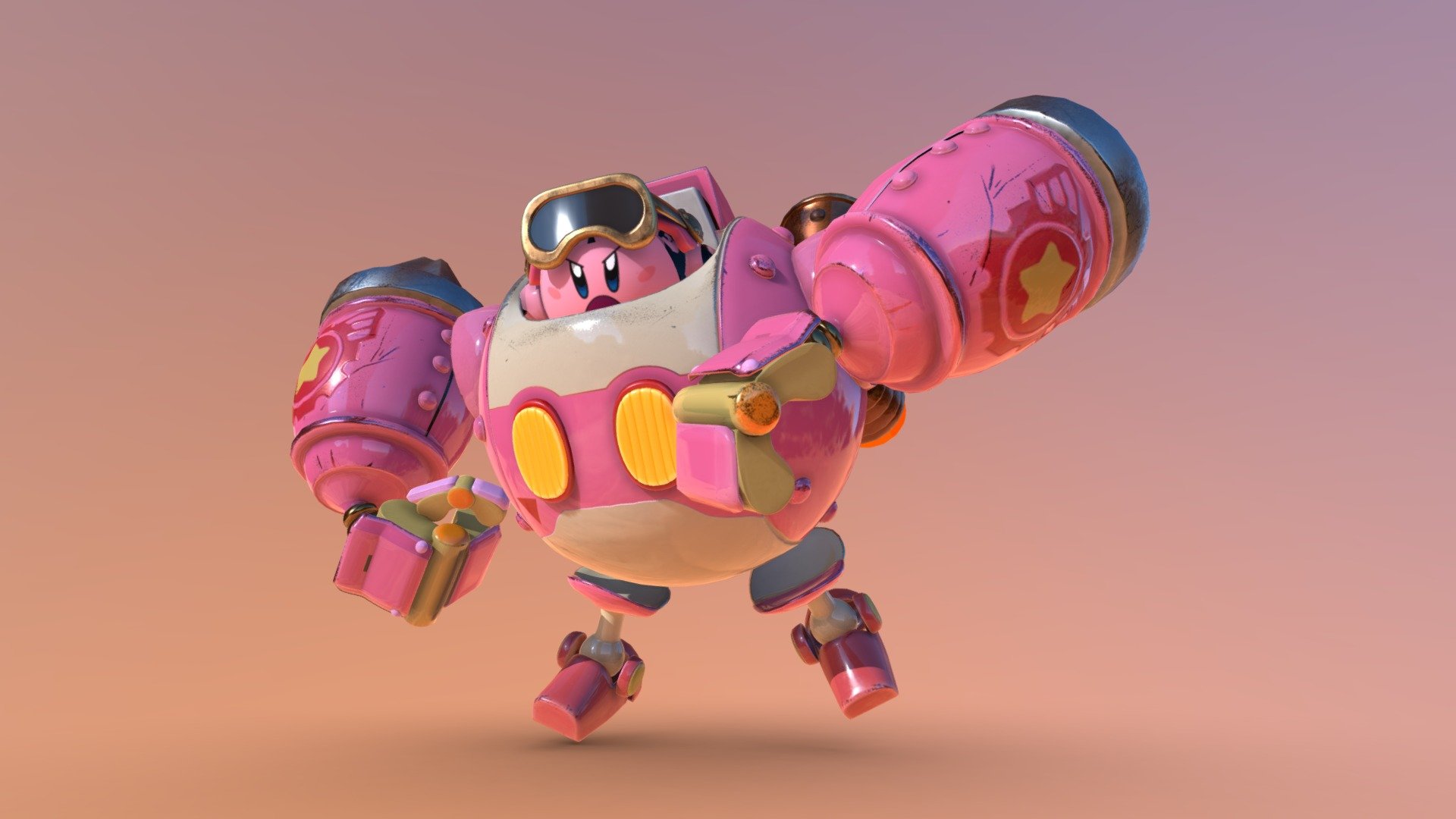 If you buy this model you get:




The model in Blender 2.80 format

The rigged model ready to use.

Full PBR Textures (Albedo, Roughness, metalic and normal)
 - Kirby's Robobot from -  Planet Robobot - 3D model by Miaru3d 3d model