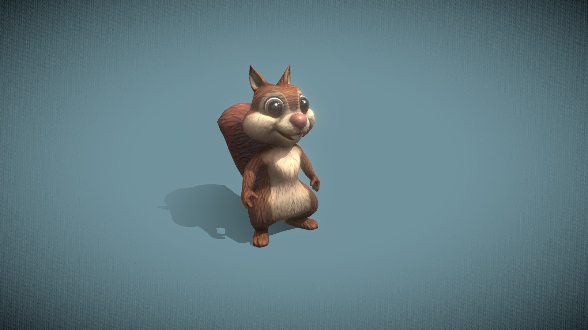 Cartoon Squirrel Animated 3D Model is completely ready to be used in your games, animations, films, designs etc.  

All textures and materials are included and mapped in every format. The model is completely ready for visualization in any 3d software and engine.  

Technical details:




File formats included in the package are: FBX, GLB, ABC, DAE, PLY, STL, BLEND, gLTF (generated), USDZ (generated)

Native software file format: BLEND

Render engine: Eevee

Polygons: 2,164

Overall vertex count: 1,761

Textures: Color, Metallic, Roughness, Normal, AO

All textures are 2k resolution.

The model is rigged and animated.

8 animations are included: idle, idle (eating), idle (holding), look around, run (on all 4), talk, walk, climb. 

All animations (besides climb) are full cycles.

You can see all animations on YouTube https://www.youtube.com/watch?v=vP9RbTDg4og

Only following formats contain rig and animation: BLEND, FBX, GLTF/GLB
 - Cartoon Squirrel Animated 3D Model - Buy Royalty Free 3D model by 3DDisco 3d model