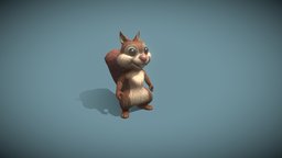Cartoon Squirrel Animated 3D Model forest, toon, cute, wild, mammal, squirrel, fur, nature, woods, wildlife, rodent, chipmunk, character, cartoon, animal, animated, rigged, cartoon-squirrel