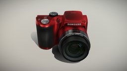 Samsung WB100 Red bridge digital camera still, photo, hd, shoot, point, mirror, dslr, shot, camera, zoom, slr, telephoto, low-poly, 3d, low, poly, model, digital, super, bridge, mirrorless, hdslr
