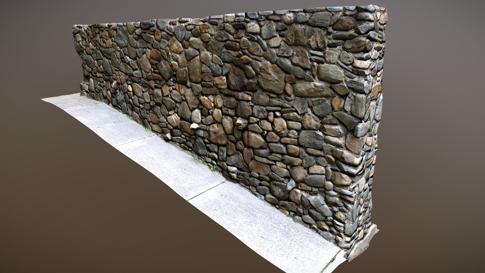 Photogrammetry stone wall captured using 273 photos and processing them inside Reality Capture.
Lowpoly model is 2.5k polys ( quads)
Textures are: Base Color ( 4k), Normal Map (4k), Roughness (2k) and Ambient Occlusion (1k) - Lowpoly Photogrammetry Stone Wall - Buy Royalty Free 3D model by alzarac 3d model