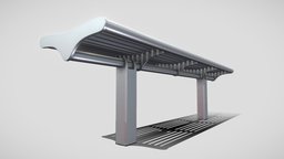 Bench [5] (Low-Poly) (Stainless Steel)