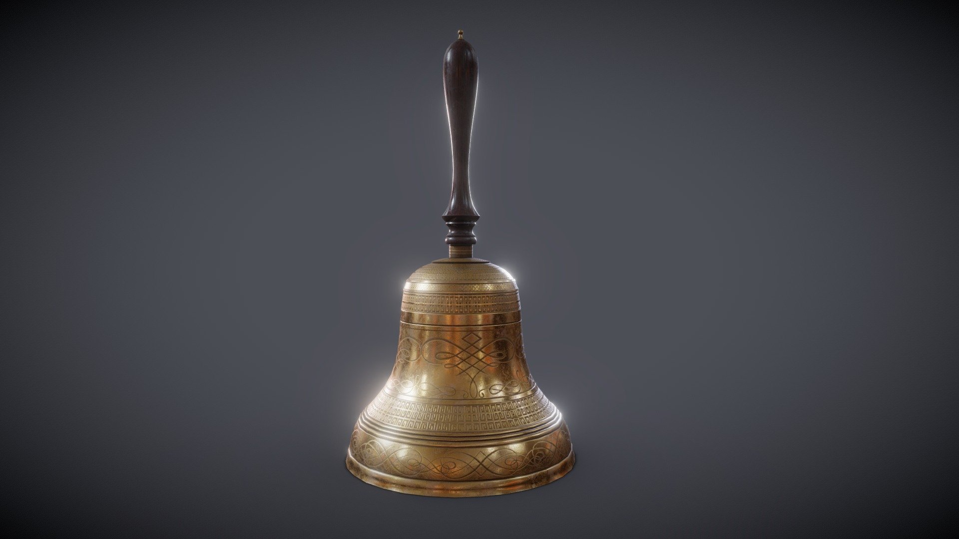 Textures created in Substance Painter and exported in .PNG PBR rough/metallic formats.

Logically named objects, materials and textures.

Modelled in Blender.2.92.

Modelled to real world scales.

Fully and efficiently UV unwrapped.

Tested in Marmoset Viewer, Marmoset Toolbag, EEVEE and Cycles.


Formats included



.Blend (Native)

.FBX

.DAE

.OBJ


Objects included



Bell


Textures included in .png format.
Bell -4K




Base Colour

Roughness

Normal (OpenGL)

Metallic

AO


Poly Counts



Face count: 3,856

Vert count: 3,826

Triangulated count: 7,640
 - Handheld Bell Ringer - Buy Royalty Free 3D model by PBR3D 3d model
