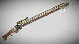 Coil Axe Musket rifle, steampunk, raygun, musket, coilgun, wheellock, substancepainter, substance, weapon, gun