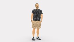 Man In Beige Shorts 0323 style, people, shorts, clothes, miniatures, realistic, beige, character, 3dprint, model, man, male