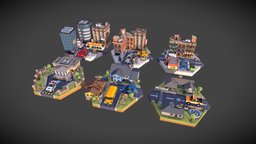 POLYGON Mini cube, hex, buildings, point, town, vehicle, lowpoly, low, mobile, polygon