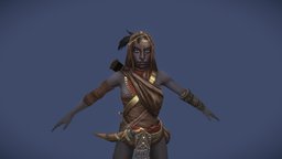 Tribal Warrior (T-Pose) 3dcoat, african, handpainted, lowpoly, gameready