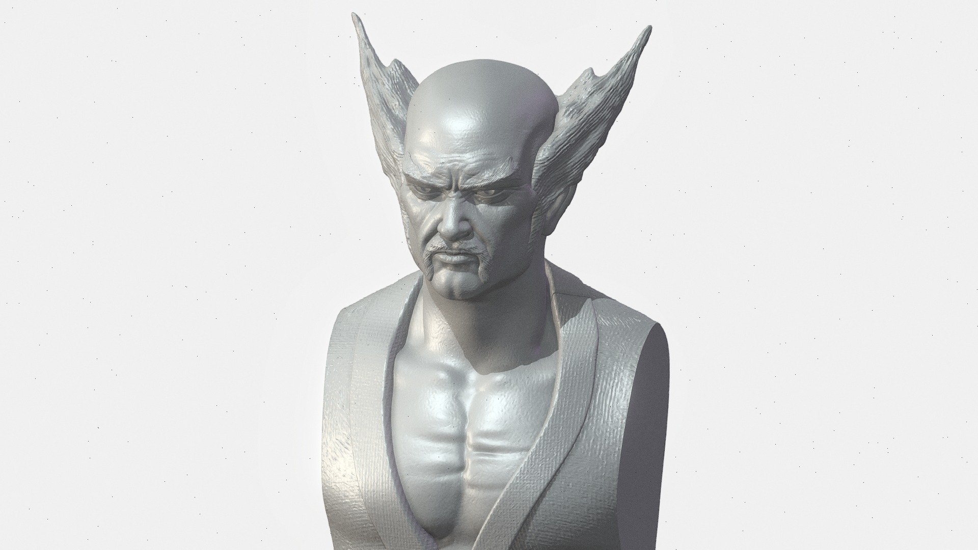 Heihachi Bust for 3d-printing.

Heihachi Mishima is a character from the widely popular game series
called Tekken.

This Mesh is 851k polys and is designed so it doesnt need much supports.

If you want to purchase this model please email me:
xerxes6696@gmail.com - Heihachi Bust for 3D Printing - 3D model by XRX (@xerxes6696) 3d model