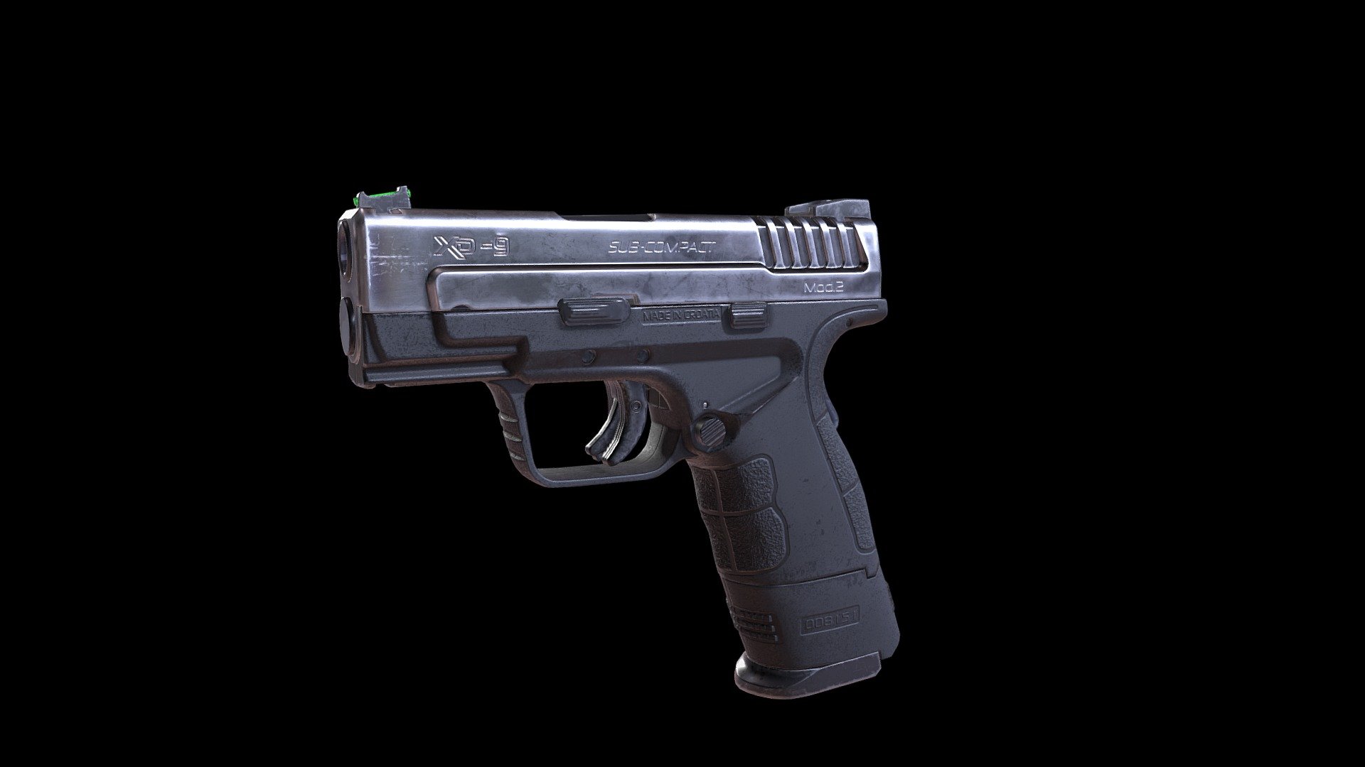 Springfield XD Mod2 is a completely ready-made model for export to a game engine. The archive includes the model itself in .fbx format and a folder with textures from 1 to 8k resolution. 12,500 triangles with one cartridge. More renders can be seen here https://www.artstation.com/artwork/ZGJlDR - Springfield XD Mod2 Sub-compact 9mm - 3D model by unknownoffc 3d model