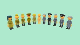 Hyper-Casual Characters pack №5 soldier, casual, lowpoly, military, animation, animated, war, hyper-casual