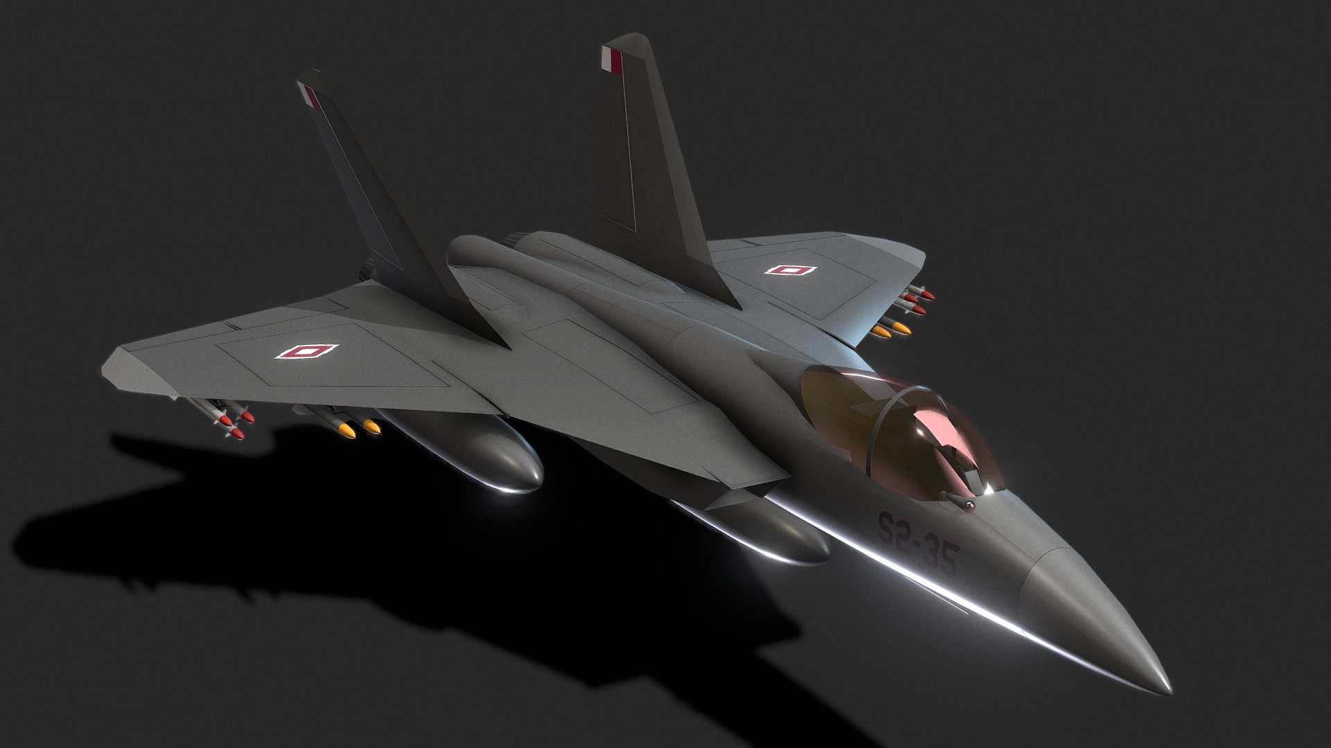 Large multirole fighter, designed primarily for air superiority, but capable of strike and intrediction missions - TC.85 Heavy Multirole Fighter - 3D model by nestor_d 3d model