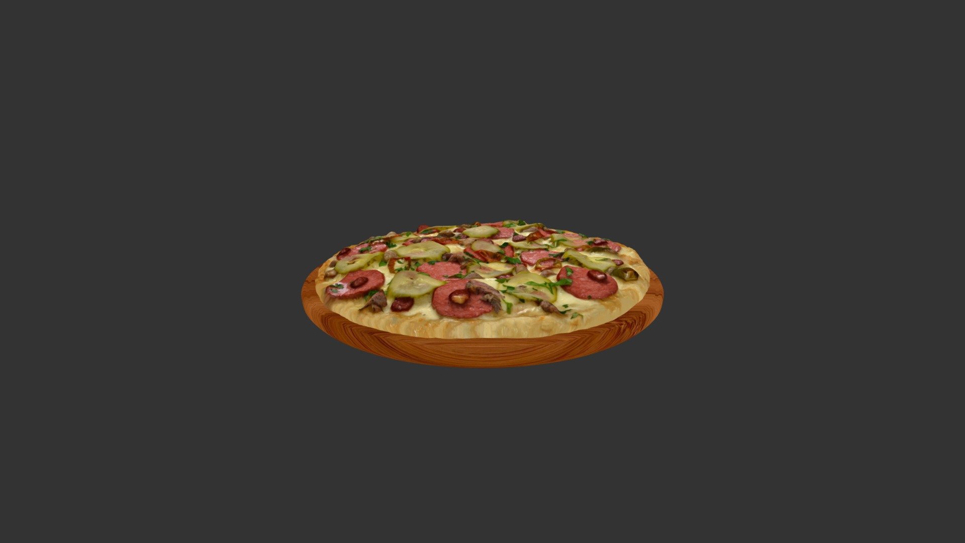 Sausage Cucumber Pizza - 3D model by alex.alexandrov.a 3d model