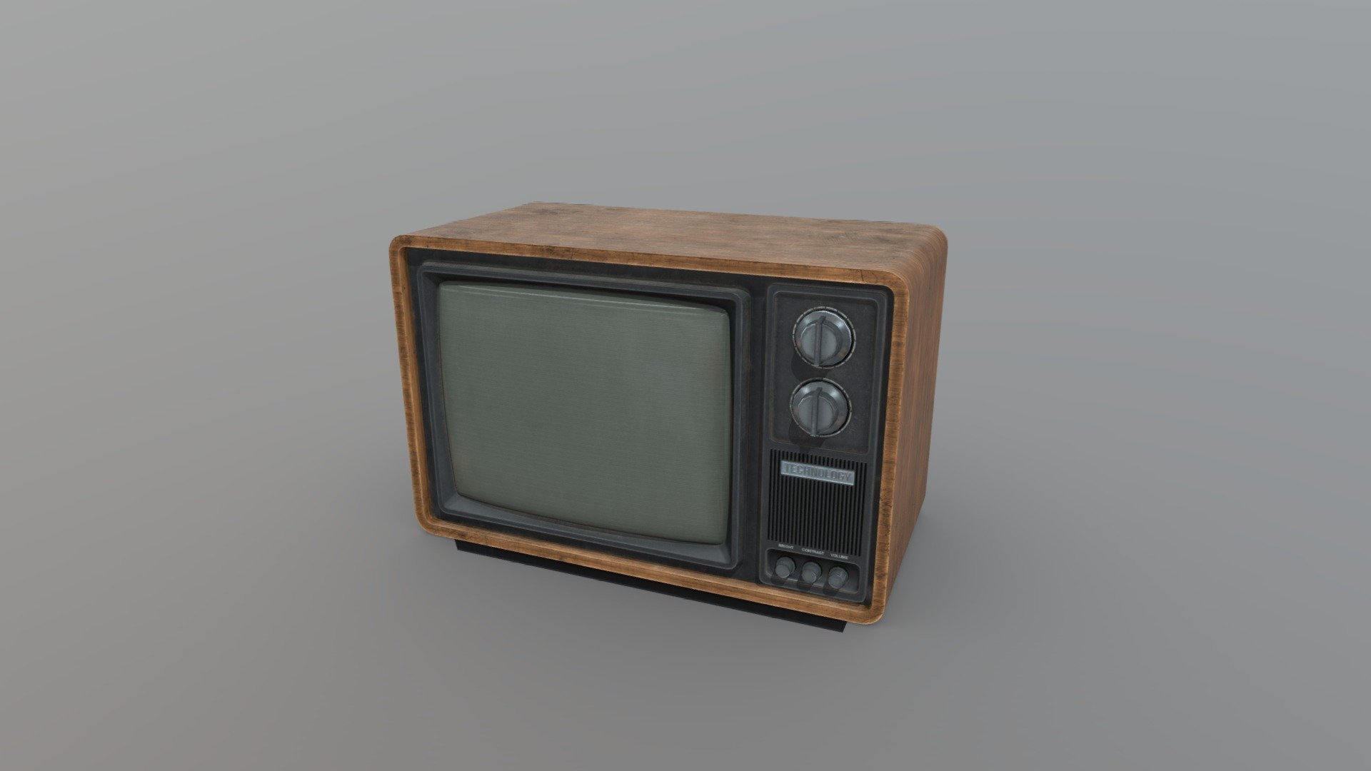 Game model of a vintage TV set in a wooden case, plastic back wall.
There are traces of dirt, stains, scratches on the TV.
Game ready model 3d model