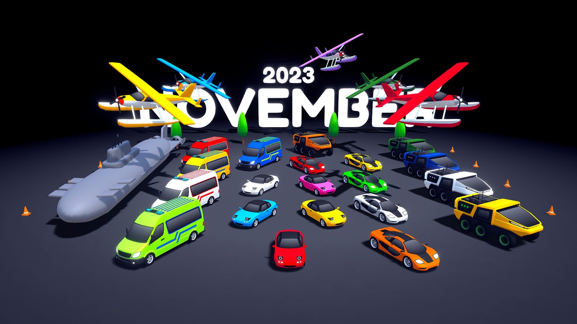 This is the November update of ARCADE: Ultimate Vehicles Pack. All these cars will be available in Sketchfab and Unity Asset Store next week.

This update includes 6 new vehicles. I hope you like it.

Best regards, Mena.

 - NOVEMBER 2023: Arcade Ultimate Pack - 3D model by Mena (@MenaStudios) 3d model