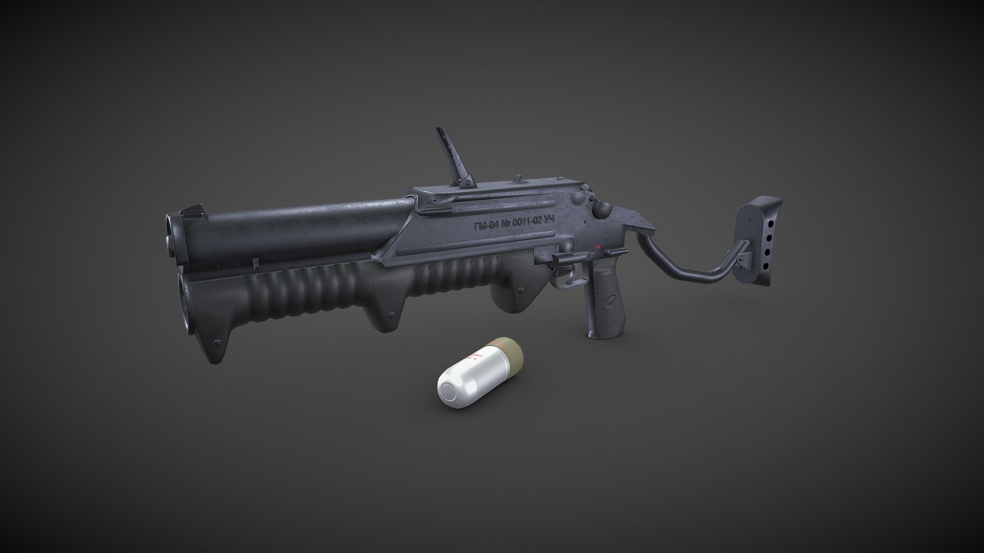 GM-94 Grenade Launcher




Low-poly ready to use in games, AR/VR (8500 tris)

Textures are in PNG format 4096x4096 PBR metalness 1 set.

Available formats: MAX 2018 and 2015, OBJ, MTL, FBX, .tbscene.

Separate objects for animation.

Files unit: Centimeters.

If you need any other file format you can always request it.

All formats include materials and textures.
 - GM-94 Grenade Launcher - Buy Royalty Free 3D model by MaX3Dd 3d model
