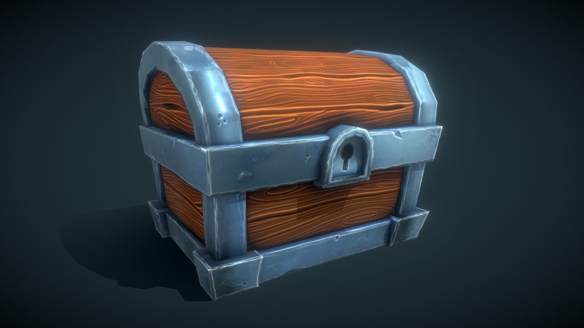 Low poly pbr stylized wooden chest game ready 3d model