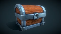 Stylized Chest sculpt, wooden, chest, metal, game, low, poly, wood, stylized