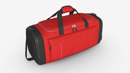 Duffel travel sport bag red black bag, gym, travel, strap, handle, journey, suitcase, shoulder, luggage, zipper, vacation, canvas, trip, baggage, carry, duffel, 3d, pbr, sport