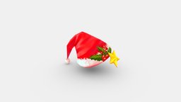 Cartoon Santa hat hat, santa, xmas, clothes, star, claus, pentagram, lowpolymodel, handpainted, clothing