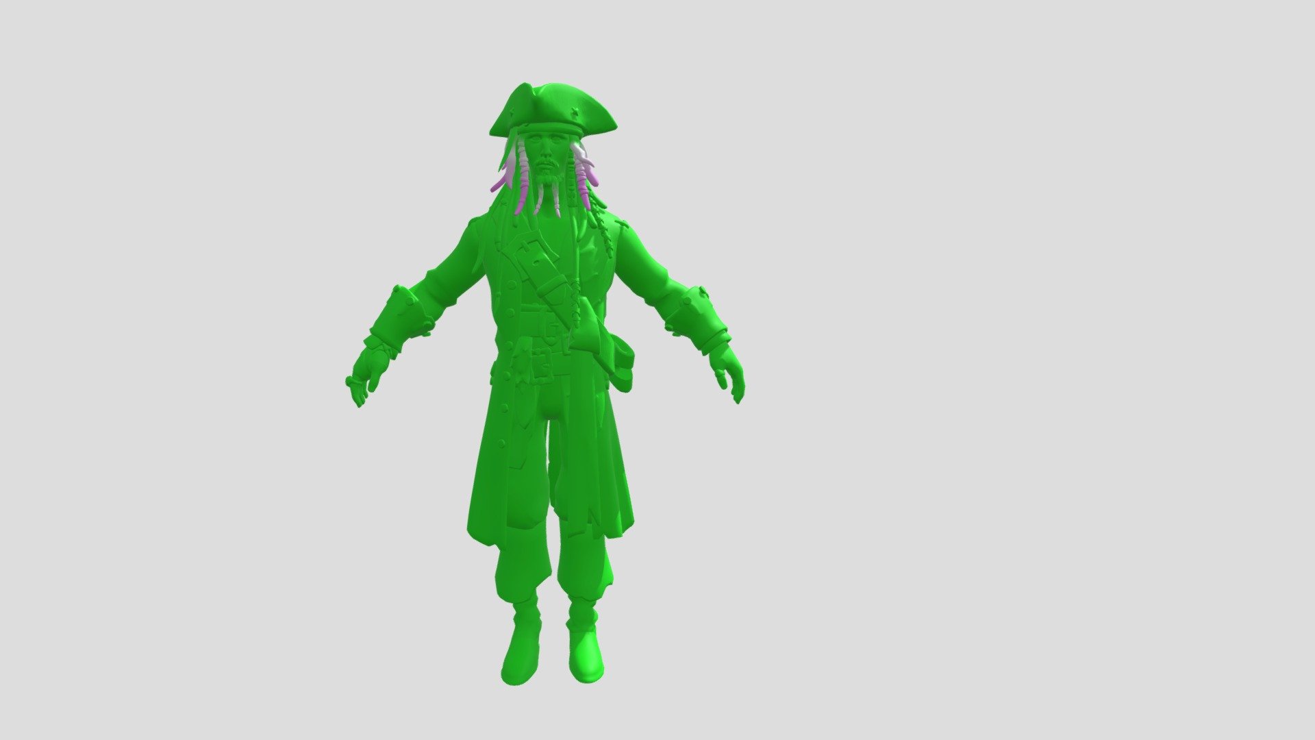 A 3D Model deisgn based on captain Jack Sparrow.

https://i.imgur.com/KyR0SVD.png

https://i.imgur.com/W0R4Ouy.png - Jack Sparrow - 3D model by RabbitHole (@rgodowntherabbithole) 3d model