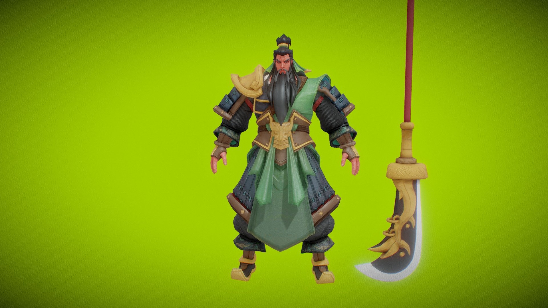Lowpoly model of Yamaji, tands tall and imposing, clad in traditional Japanese garments that reflect honor and heritage. With a naginata in hand, a weapon of elegance and precision, he embodies the disciplined warrior spirit of ancient Japan, ready to face any challenge with skill and determination.The model use the same texture and material, Blender, Substance Painter - Yamaji - Buy Royalty Free 3D model by Luna Studio (@StudioLuna) 3d model