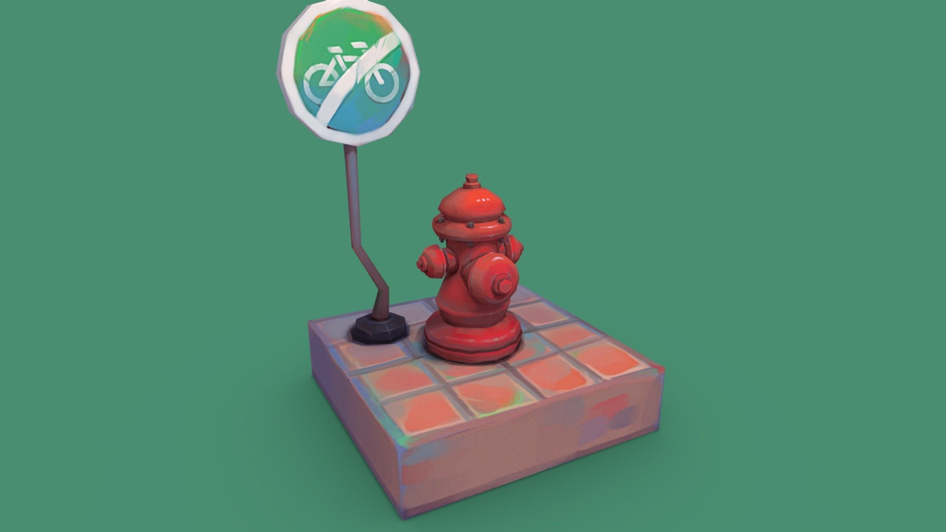 This is my personal exercise, 
very fast speed modeling and drawing,
 I am very happy, 😄😄😄
I hope you enjoy - Fire hydrant, street sign - 3D model by a xiang (@axiang94) 3d model