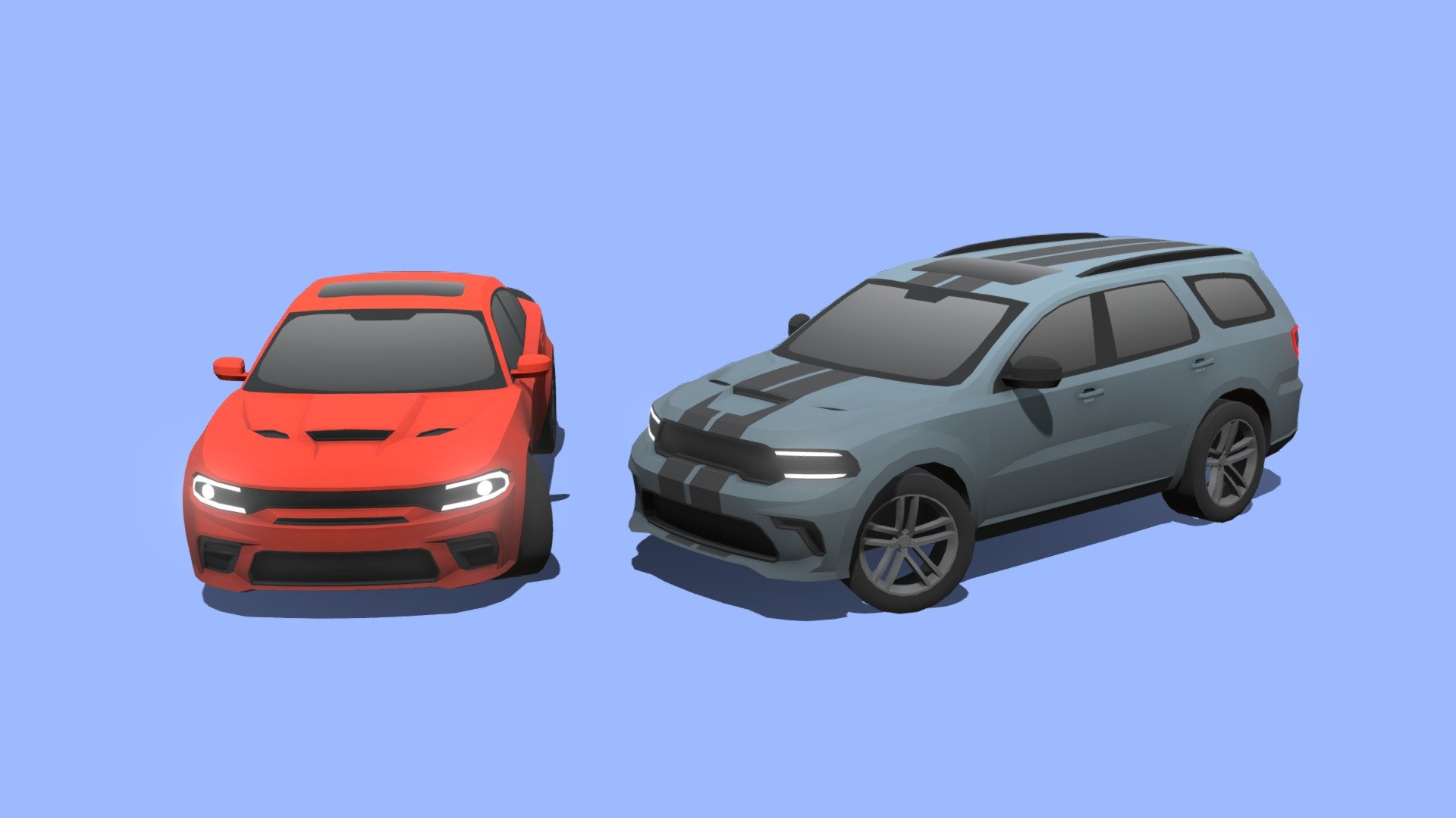 A Cartoony/ Stylized models of The Dodge Charger SRT Hellcat and the Dodge Durango SRT Hellcat 3d model