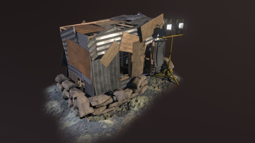 An outpost made out of makeshift parts - Outpost shack - 3D model by Ashley Culbertson (@SniperGirl85) 3d model