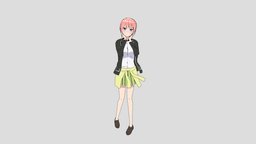 Ichika Nakano b3d, animegirl, anime-3d, character, girl, cartoon, blender, anime, quintuplets, 5-toubun-no-hanayome, ichika-nakano, bnpr