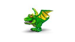lowpoly 3d model cartoon green dragon