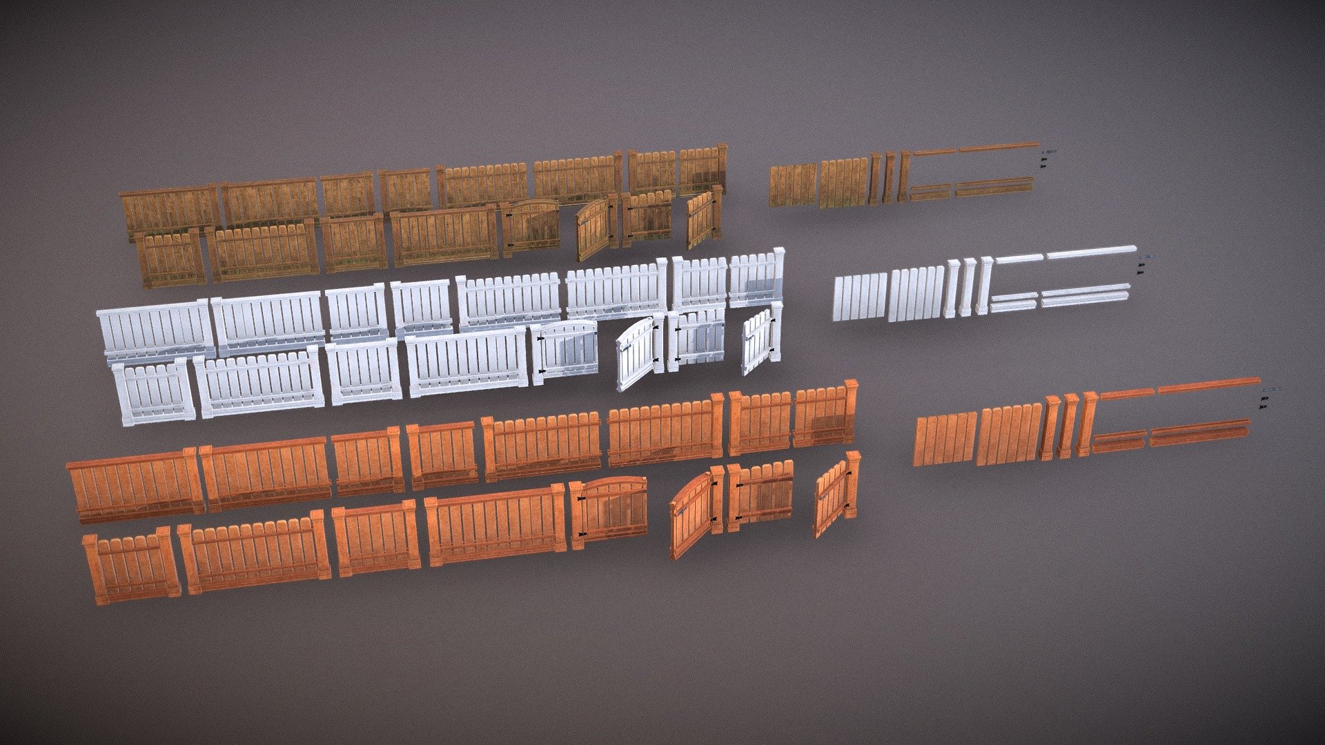 Hire me on Fiverr for custom game assets: https://bit.ly/FiverrAgustinHonnun

➥ Modular fences pack for any project.

➥ 6 (4k, 4096x4096) Materials. Fence x2 (Normal Fence), WFence x2 (White Fences) and OFence x2 (Old Fences) 3d model
