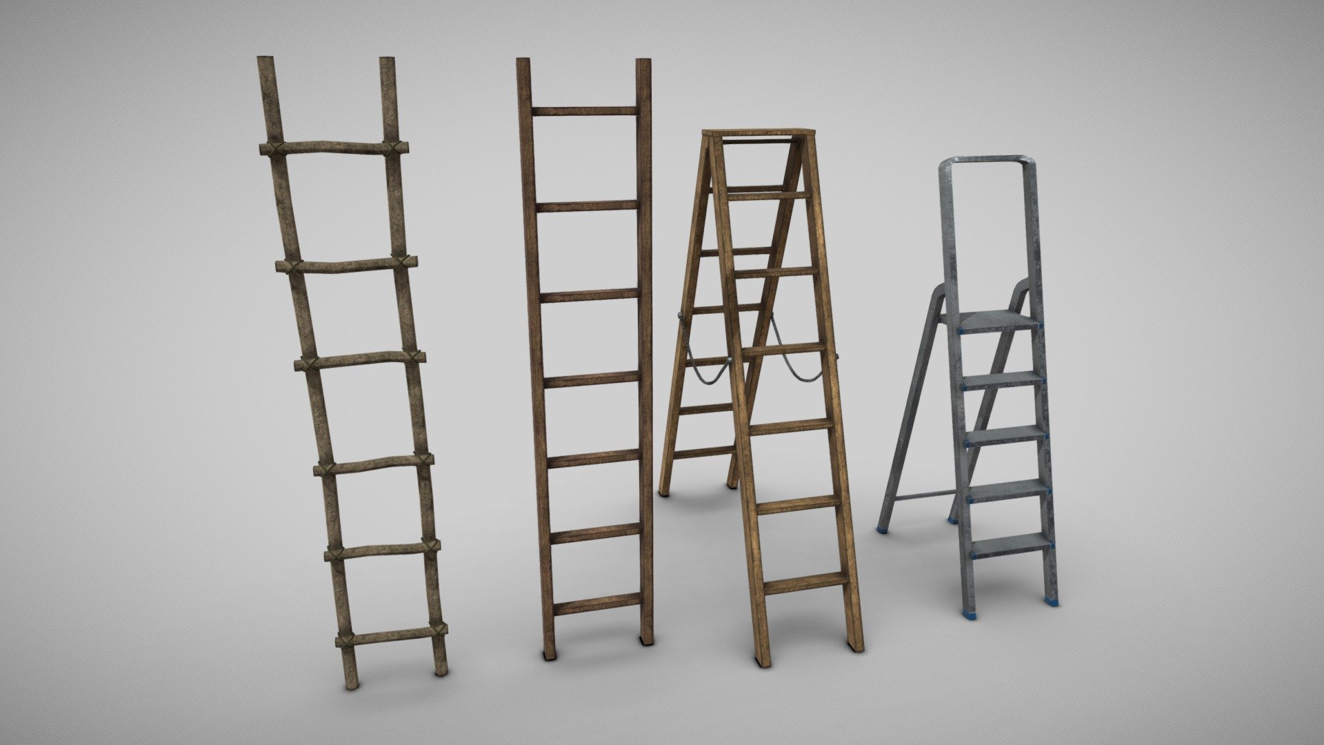 Features:


Low poly.
Game ready.
Optimized.
Grouped and nomed parts.
Easy to modify.
Textures included and materials applied.
All formats tested and working.
Textures PBR 2048x2048.
 - Ladder Collection - Buy Royalty Free 3D model by Elvair Lima (@elvair) 3d model