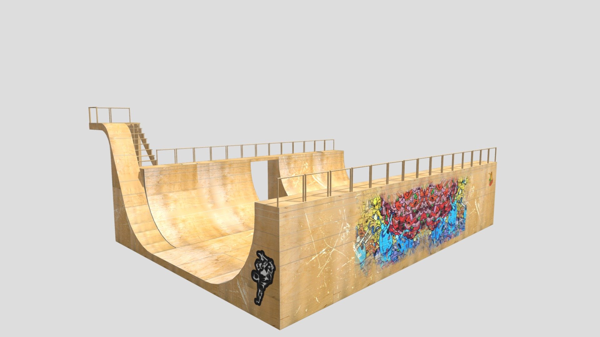 Assignment 5 for DIG 4780 Tony Hawk Skate ramp - Tony Hawk Skate Ramp w/texture - Download Free 3D model by matthew.sehwani 3d model