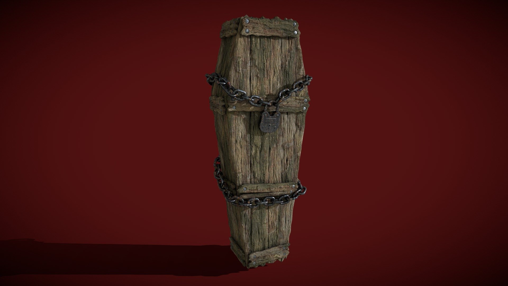 An old wooden coffin wrapped in chains and lock. Perfect for medieval, vampire or holloween environments.

4k Texture maps - Old Chained Coffin - Buy Royalty Free 3D model by Derek Flanagan (@derek_flanagan) 3d model