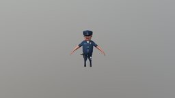 POLICE police, white, character, low-poly, textured