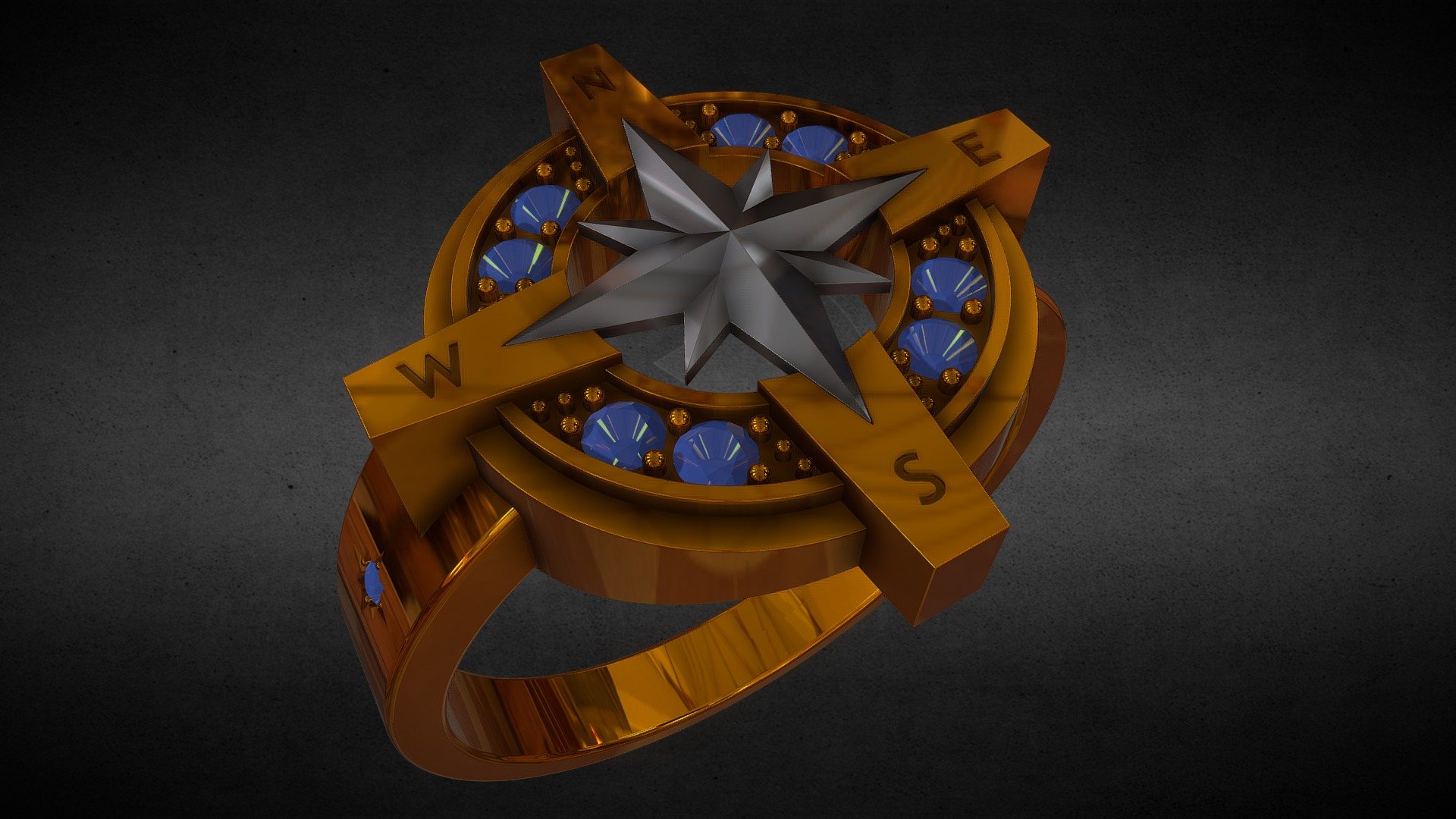 Compass ring - 3D model by Mr.Ten 3d model