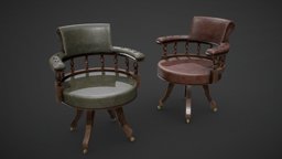 Victorian Chairs office, victorian, library, vintage, study, chairs, antique, realistic, game-ready, chair-furniture, leather-chair, pbr-texturing, victorian-furniture, low-poly, blender, pbr, chair, substance-painter, victorian-props