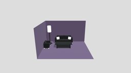 lowpoly modern furniture textureless, living-room, low-poly