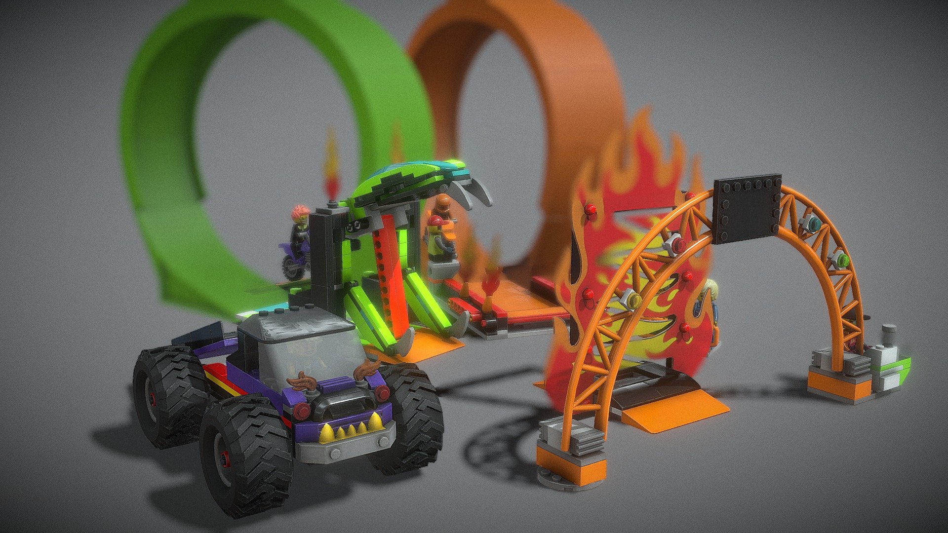 Lego - Double loop stunt arena - 3D model by Guillermo Momplet (@momplet) 3d model