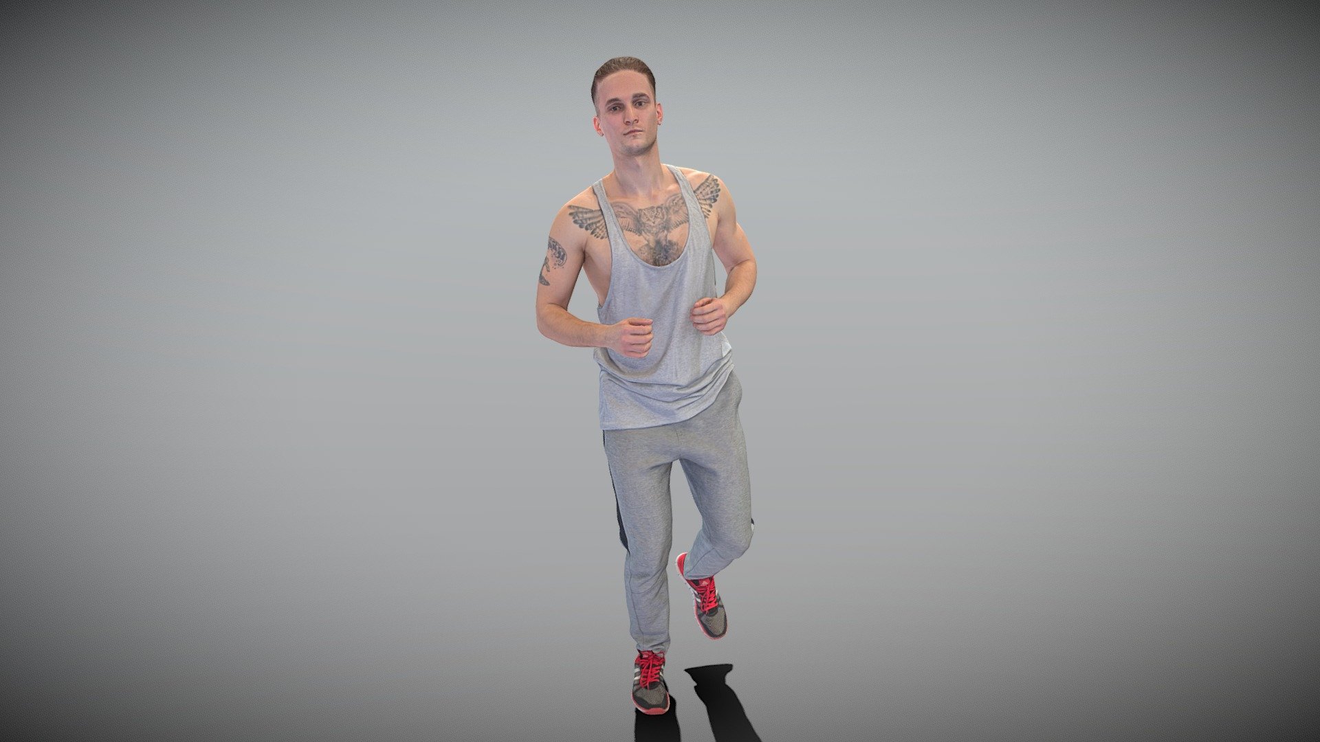 This is a true human size and detailed model of a sporty handsome young man of Caucasian appearance dressed in a sportswear. The model is captured in a casual pose to be perfectly matching to various architectural and product visualizations as a background, mid-sized or close-up character on a sport ground, gym, jogging track, park, VR/AR content, etc.

Technical specifications:




digital double 3d scan model

150k &amp; 30k triangles | double triangulated

high-poly model (.ztl tool with 5 subdivisions) clean and retopologized automatically via ZRemesher

sufficiently clean

PBR textures 8K resolution: Diffuse, Normal, Specular maps

non-overlapping UV map

no extra plugins are required for this model

Download package includes a Cinema 4D project file with Redshift shader, OBJ, FBX, STL files, which are applicable for 3ds Max, Maya, Unreal Engine, Unity, Blender, etc. All the textures you will find in the “Tex” folder, included into the main archive.

3D EVERYTHING

Stand with Ukraine! - Young man running 415 - Buy Royalty Free 3D model by deep3dstudio 3d model