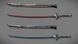 Two Colors Epee armor, japan, katana, sci, fi, ninja, army, samurai, long, melee, rapier, saber, combat, frozen, epee, longsword, knife, military, sci-fi, sword, stylized, dagger, blade, steel