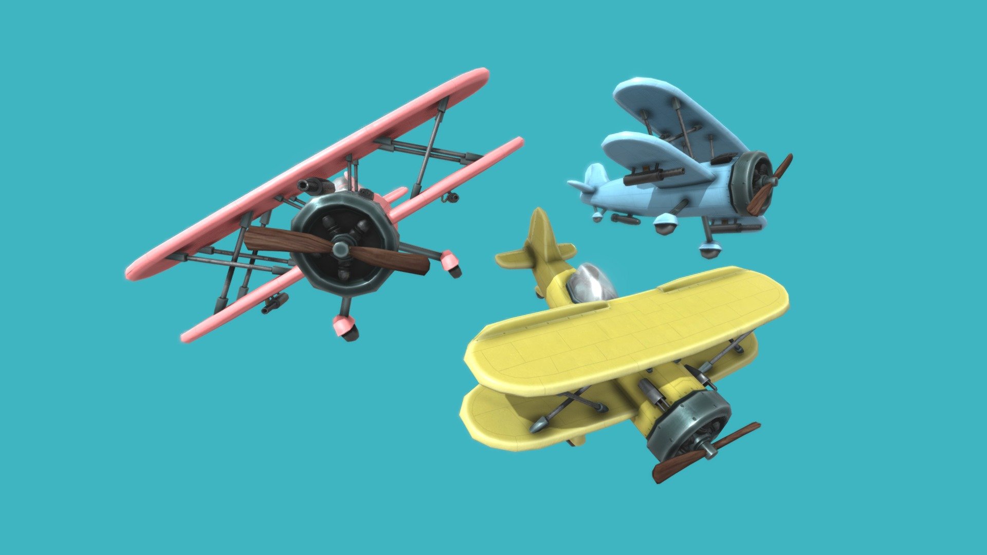 hey, i made some Mobile Stylized Cartoon Airplane Asset . kind a nice for your game or scene. 2048px texture Metallic Roughness. Also i have free stuff for download please cek my page, and follow for update upload.

Package:
- 14 texture (with 2 additional texture + editable PSD for base color)
- 3 Guns, 2 Bomb and 1 basic bullet.
- Base (airplane) with each flap.

aaaaaand, i post several model progress on my instagram @ferozes fell free to follow ;)
Play my mobile game https://bit.ly/2FRlptH on googleplay.... ;)

Will come back with more free models. i just want to say thank you for support me.

thanks, have nice dev!… - Mobile Stylized Cartoon Airplane Asset - Buy Royalty Free 3D model by ferofluid 3d model