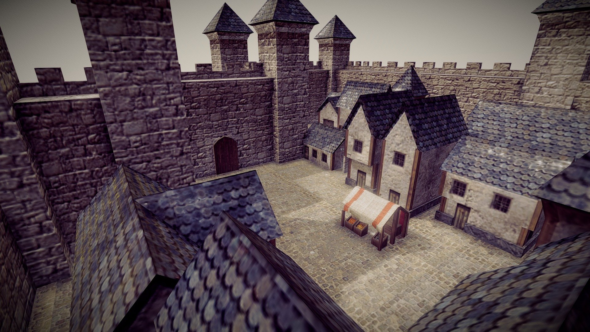 This work was highly motivated by https://skfb.ly/6GVEx - Medieval Town - Download Free 3D model by fangzhangmnm 3d model