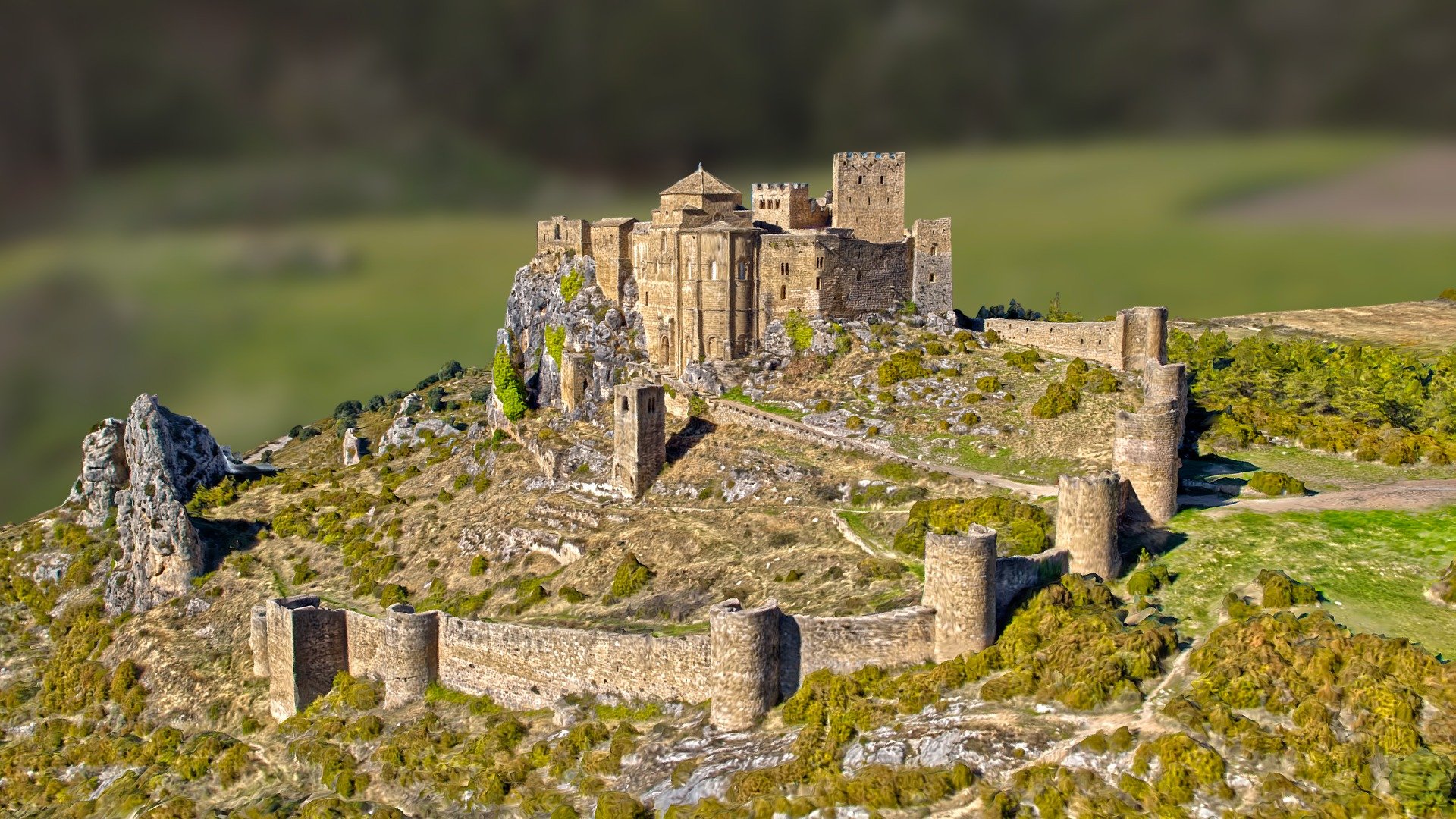 The Castle of Loarre is a Romanesque Castle and Abbey located near the town of the same name, Huesca Province in the Aragon autonomous region of Spain. It is one of the oldest castles in Spain.
Wikipedia

coordinates: 42.325534, -0.612389

photogrammetry from video - Loarre Castle  -RAWscan - Download Free 3D model by Andrea Spognetta (Spogna) (@spogna) 3d model
