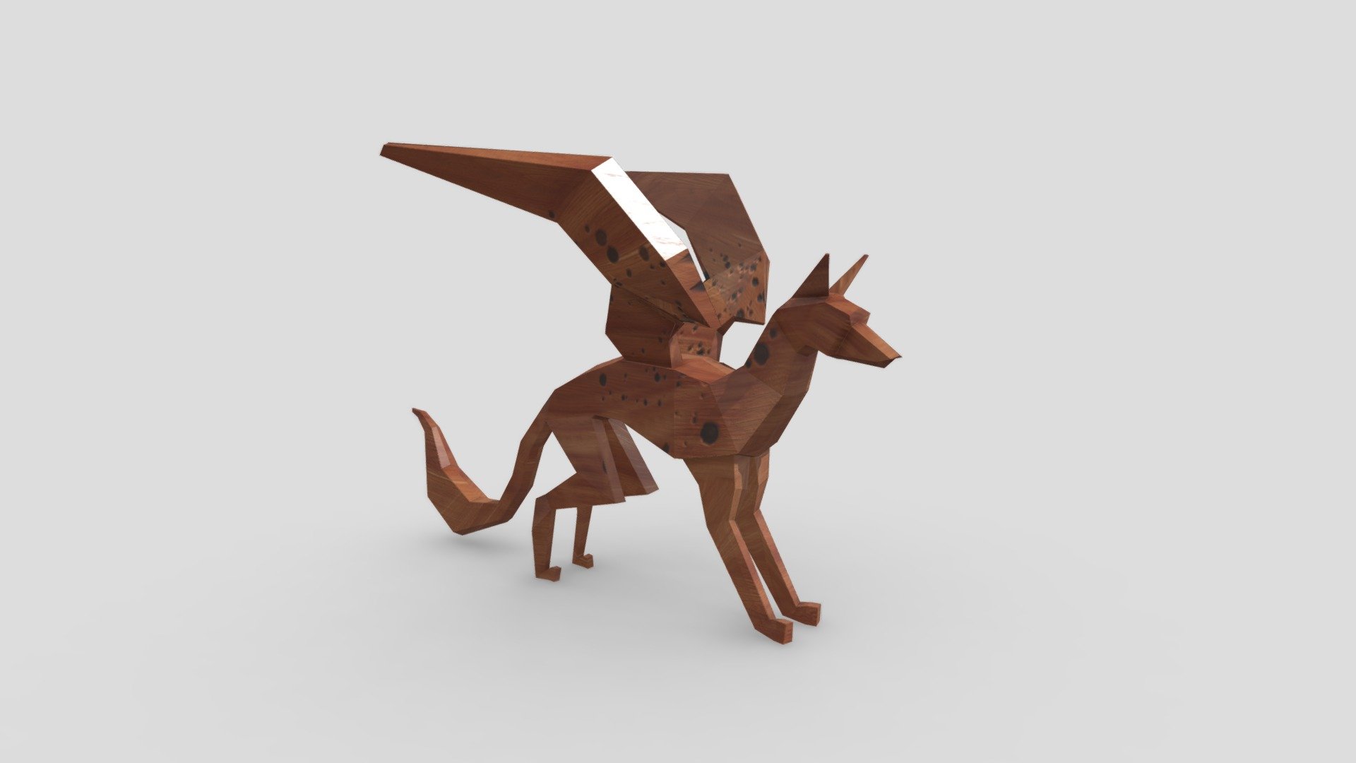 Added some random texturing to an old model..


Hainu are winged dogs. They are strong, fast, and ferocious, and can be as menacing to humans as wolves. … According to the first story, recorded in the Chikugo Kokorogashi in 1777, the winged dog was a ferocious creature which attacked humans and livestock. Japanese name: 羽犬 Romanized name: Hainu 


Rigged and animated version - https://sketchfab.com/3d-models/winged-hound-polygon-529bc9726170418e81bfb2616f659733 

Also included in that version is the blender source file with a lighting and material shader setup for this look(rendered with cycles)
 - Winged Dog Experiment - Download Free 3D model by Chaitanya Krishnan (@chaitanyak) 3d model