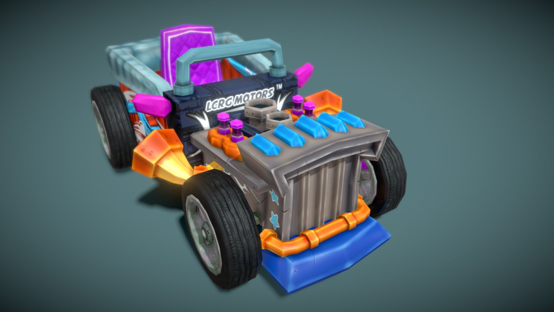 Low Poly Cartoon Kart textured - Cartoon Kart 02 - Buy Royalty Free 3D model by lucirgo 3d model