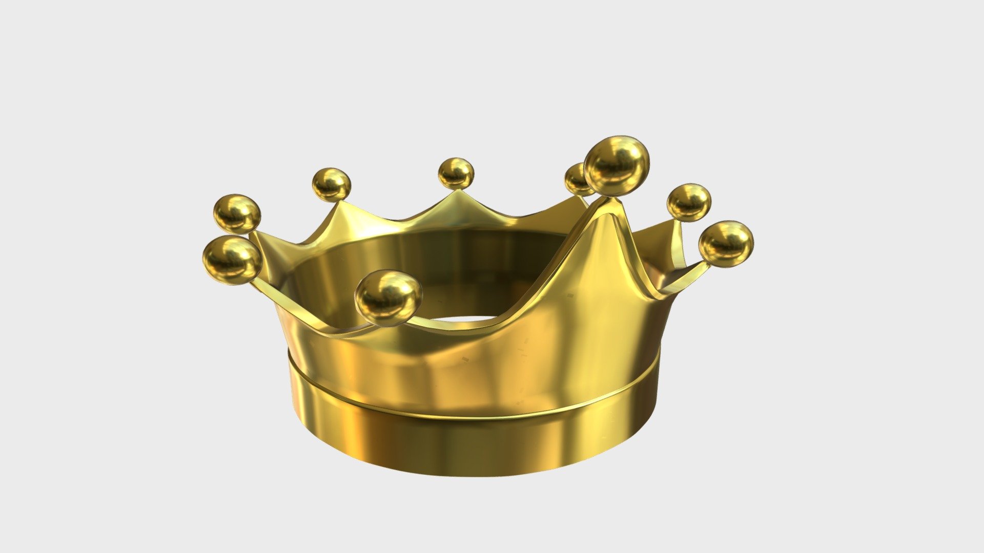 === The following description refers to the additional ZIP package provided with this model ===

Gold crown 3D Model, nr. 7 in my collection. Production-ready 3D Model, with PBR materials, textures, non overlapping UV Layout map provided in the package.

Quads only geometries (no tris/ngons).

Formats included: FBX, OBJ; scenes: BLEND (with Cycles / Eevee PBR Materials and Textures); other: png with Alpha.

1 Object (mesh), 1 PBR Material, UV unwrapped (non overlapping UV Layout map provided in the package); UV-mapped Textures.

UV Layout maps and Image Textures resolutions: 2048x2048; PBR Textures made with Substance Painter.

Polygonal, QUADS ONLY (no tris/ngons); 15228 vertices, 15228 quad faces (30456 tris).

Real world dimensions; scene scale units: cm in Blender 3.1 (that is: Metric with 0.01 scale).

Uniform scale object (scale applied in Blender 3.1) 3d model