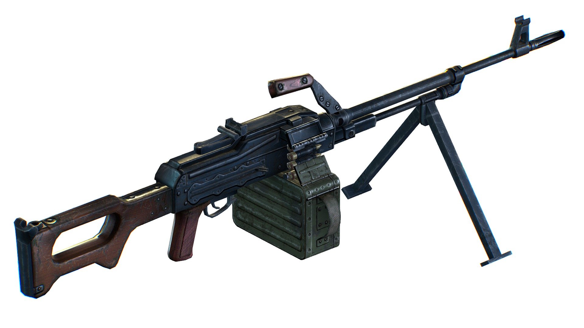 USSR PKP machine gun Pecheneg 7.62×54mm - Maya and TGA file encluded - USSR PKP machine gun Pecheneg 7.62×54mm - Buy Royalty Free 3D model by Oleg Shuldiakov (@olegshuldiakov) 3d model