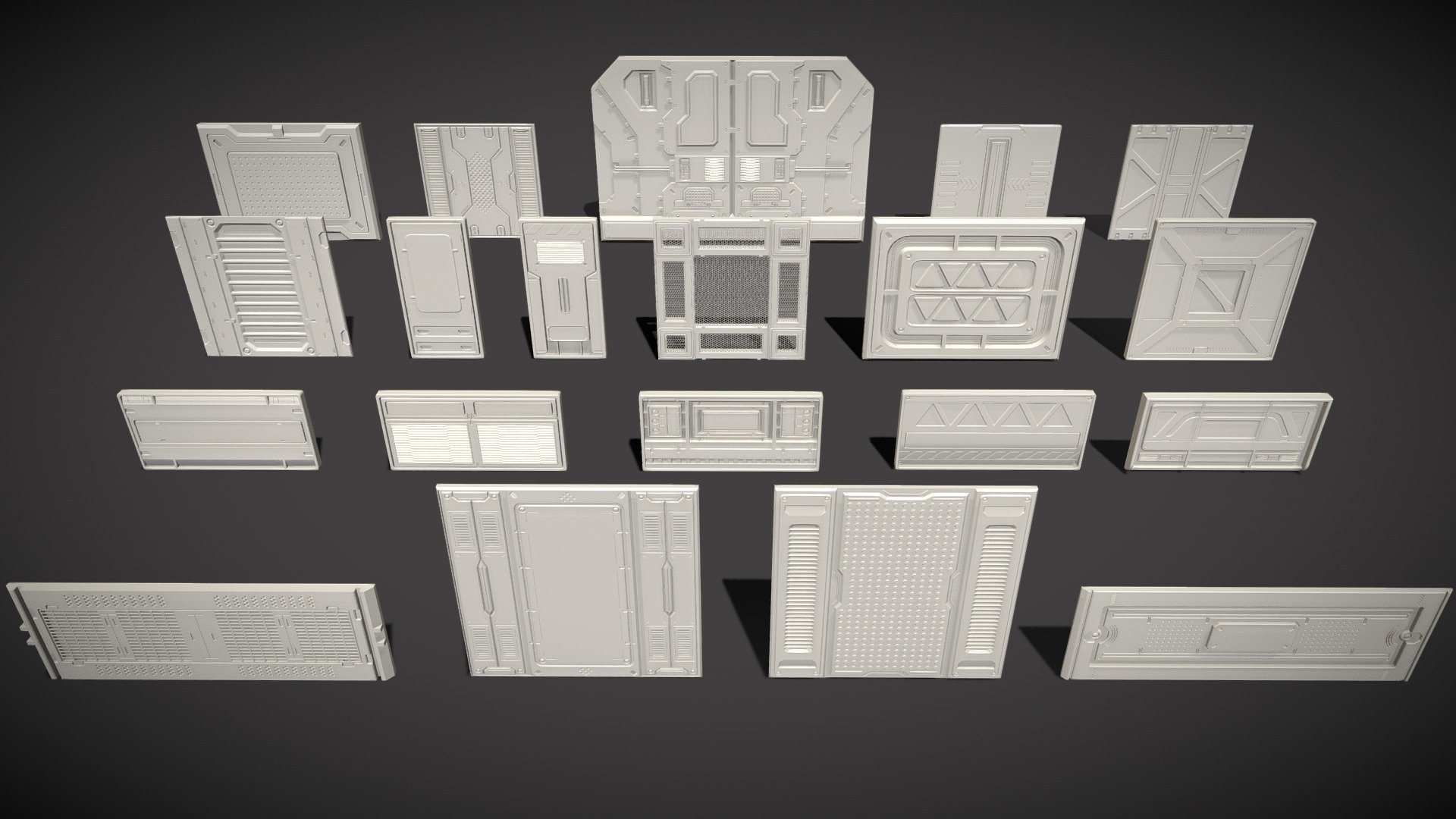 Get pack - https://www.artstation.com/a/15313

Sci Fi Panels - 20 pieces (Middle Poly)




include max(2017), blend(2.8) , fbx and obj files

without UW map, textures and materials

total poly - 397755

total vert - 355500
 - Sci-Fi Panels - 20 pieces - Collection - 1 - 3D model by 3d.armzep 3d model